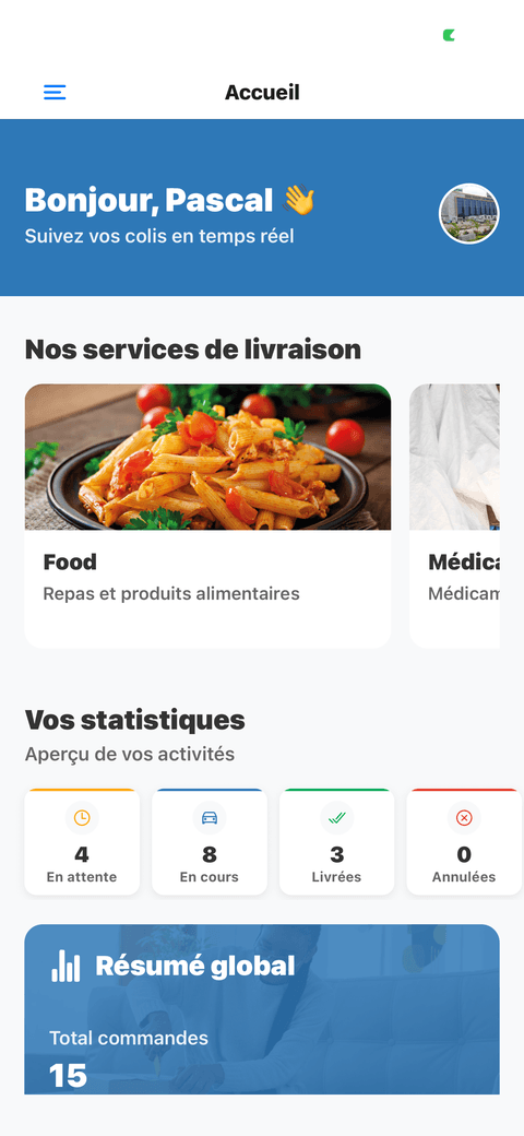KinDex — accueil de l'application mobile